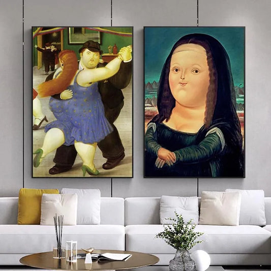 Funny Mona Lisa Wall Art Canvas Posters and Prints by Fernando Botero Famous Wall Art Paintings for Modern Home Cuadros Pictures