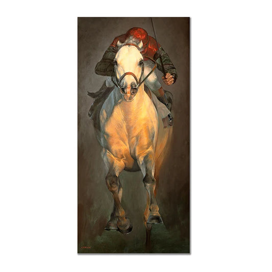 Jockey Running Horse Art Canvas Posters and Prints Abstract Wall Art Paintings on the Wall Home Decor Art Pictures No Frame