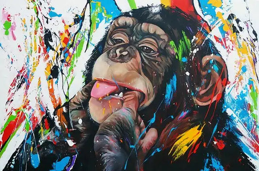 Animals Wall Art Canvas Paintings Graffiti Art of Monkey Funny Art Posters Study Prints Street Art Pictures Monkey Decorative